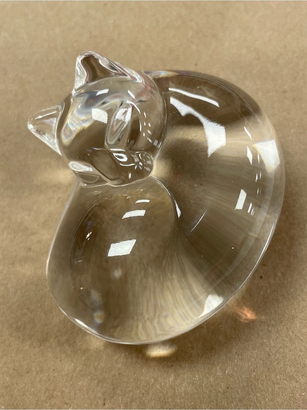 Hand-Blown Art Glass Signed Steuben Sleeping Cat